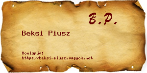 Beksi Piusz névjegykártya